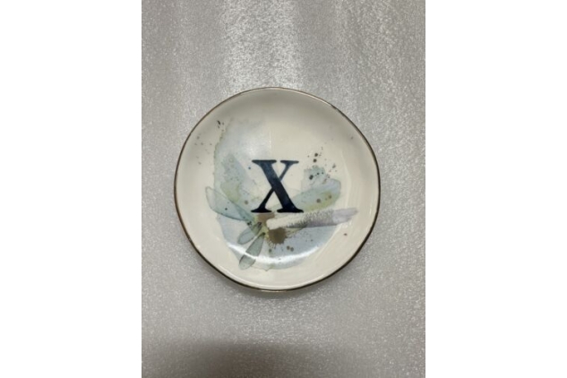 Anthropologie Emily Jeffords Monogram Trinket Dish Letter X