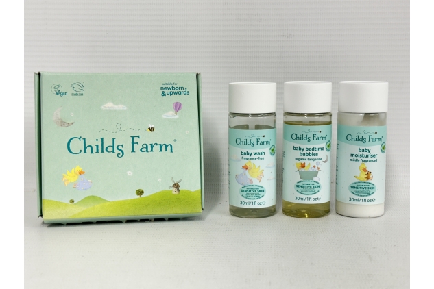 Childs Farm Travel Size Bottles Baby Wash, Bath Bubbles & Moisturiser 3 X 30ml | Great Stocking Filler