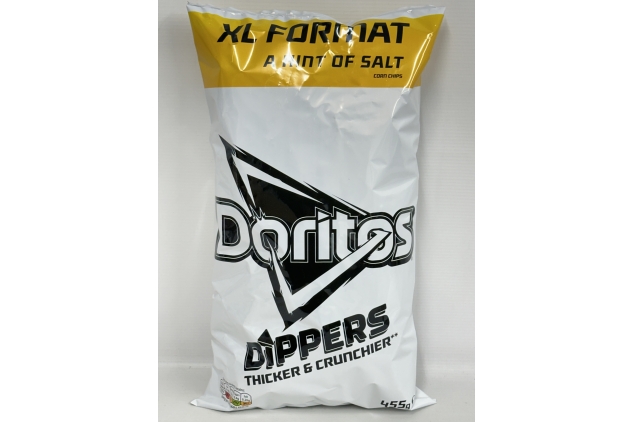 Doritos Dippers Thicker & Cruncher Corn Chips With A Hint Of Salt 455g | Great For Making Nachos | Crisps Sharing Bag | Catering Pack XL Format | BBE 02/11/2024