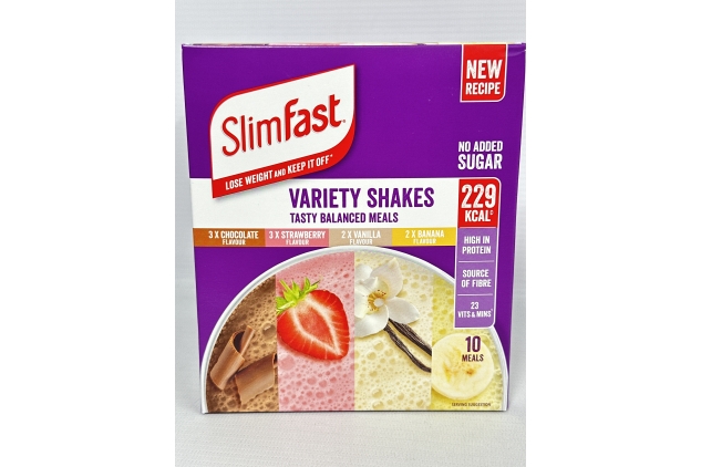 SlimFast Variety Shakes Sachet Assorted Box, For Balanced Diet, Chocolate, Strawberry, Vanilla and Banana | 30 Sachets | BEST BEFORE DATE 31/03/2024