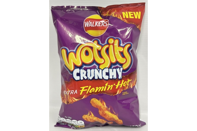 Walkers Wotsits Crunchy Extra Flamin' Hot Crisps 130g (Case of 12) Best Before Date 06/10/2024