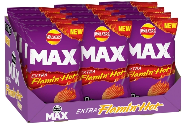 Walkers Max Extra Flamin' Hot Crisps 130g (Case of 12) Best Before Date 26/10/2024