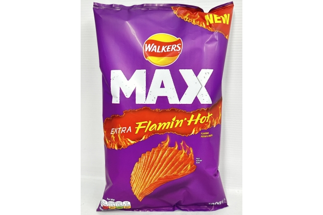 Walkers Max Extra Flamin' Hot Crisps 130g (Case of 12) Best Before Date 26/10/2024