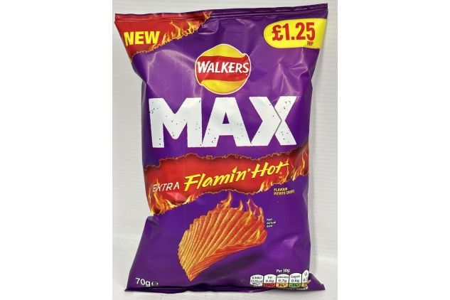 Walkers Max Extra Flamin' Hot Crisps 70g (Case of 15)