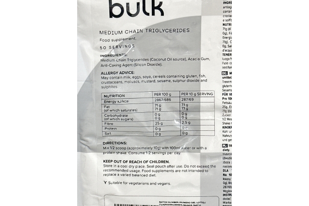 Bulk Medium Chain Triglycerides 500g | 50 Servings | UNFLAVOURED