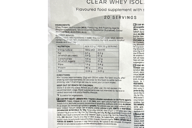 Bulk Clear Whey Isolate 500g | 20 Servings | PINK LEMONADE Flavour