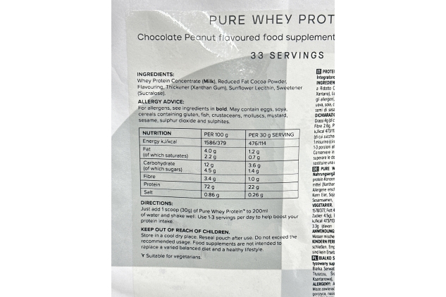 Bulk Pure Whey Protein Powder 1kg | 33 Servings | CHOCOLATE PEANUT Flavour