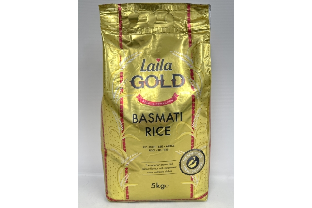 Laila Gold Superior Longer Basmati Rice 5Kg. Extra Long Basmati Rice with Delicate Aroma and Authentic taste