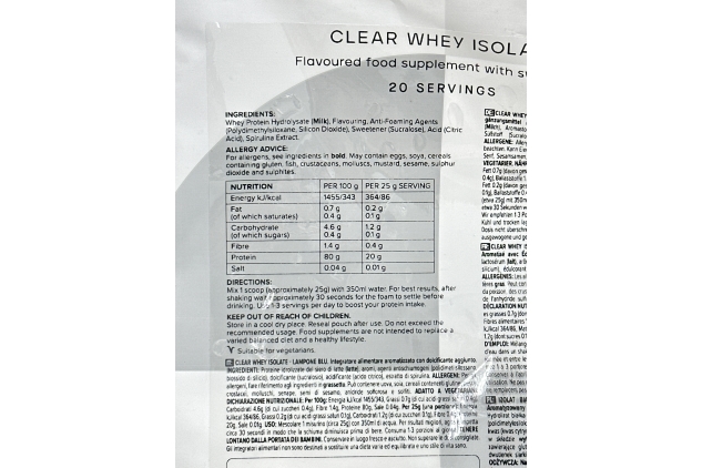 Bulk Clear Whey Isolate 500g | 20 Servings | BLUE RASPBERRY Flavour