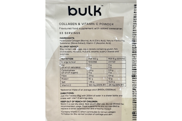 Bulk Collagen & Vitamin C Powder 500g | 33 Servings | APPLE Flavour