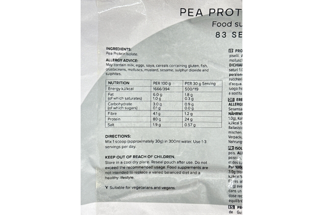 Bulk Pea Protein Isolate Powder 2.5kg | 83 Servings | UNFLAVOURED