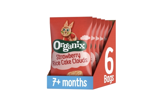 Organix Strawberry Rice Cake Clouds Baby Rice Cakes Snack, Finger Food 7+ Months 40 g (Pack of 6)