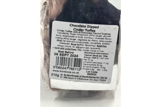 Bon Bons Chocolate Dipped Cinder Toffee 210g Best Before 06/09/2024