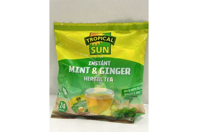 Tropical Sun Instant Mint and Ginger Herbal Tea. Sweet, Spicy & Refreshing | 24 Sachets | Best Before 06/11/2024