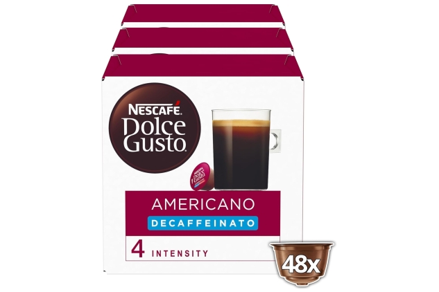 NESCAFE Dolce Gusto Americano Decaf Coffee Pods - total of 48 Coffee Capsules - Decaffeinated Coffee (3 Packs)