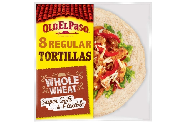 Old El Paso 8 Regular Whole Wheat Tortillas, 326g | BBE 23/12/2024