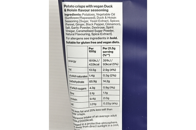 Simply Roasted – Duck & Hoisin Flavour Crisps 12 x 21.5g | 50% less fat | 25% less salt | Less than 99 calories | triple roasted crunchy potato crisps | BEST BEFORE DATE 06/11/2024