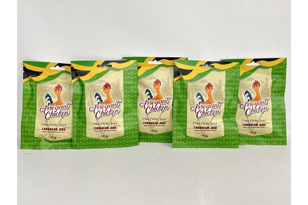 Arrogant Chicken - Crispy Chicken Slices - Caribbean Jerk Flavour - Box of 5 x 30g Packs