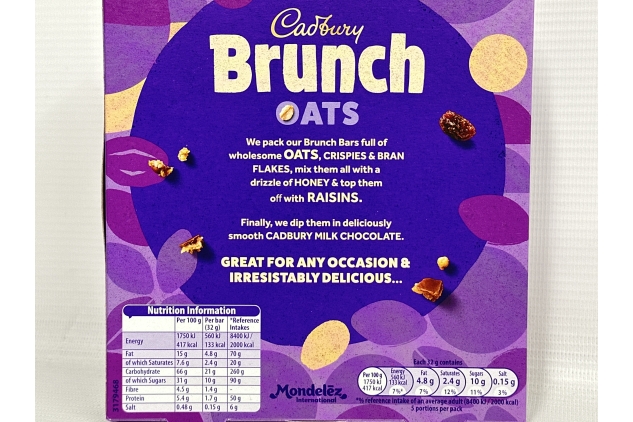 Cadbury Brunch Oats Bars | Raisin Cereal & Milk Chocolate | 8 X (5 x 32g) = 40 Bars Total | Best Before Date 20/10/2024