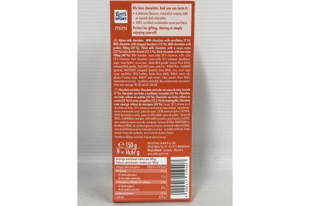 Ritter Sport Mini Colourful Tower Chocolate Mix 150g | BEST BEFORE DATE 04/08/2024