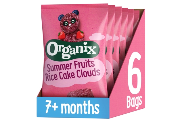 Organix Summer Fruits Rice Cake Clouds Baby Rice Cakes Finger Food Snack 7+ Months 40g (Pack of 6)