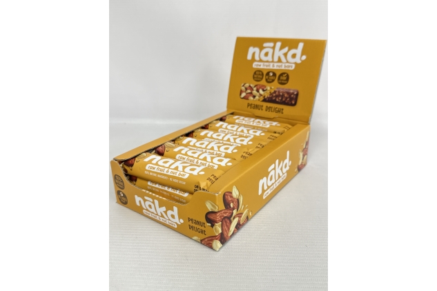 Nakd Peanut Delight Natural Fruit & Nut Bars | Vegan, Healthy Snack, Gluten Free | 35g X 18 Bars | Best Before Date 08/10/2024