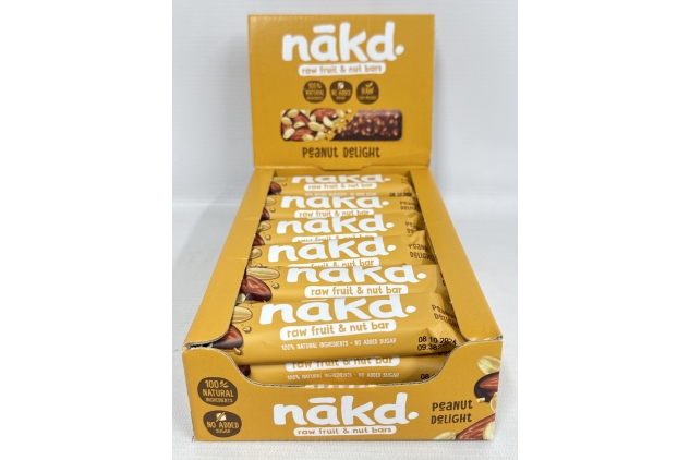 Nakd Peanut Delight Natural Fruit & Nut Bars | Vegan, Healthy Snack, Gluten Free | 35g X 18 Bars | Best Before Date 08/10/2024