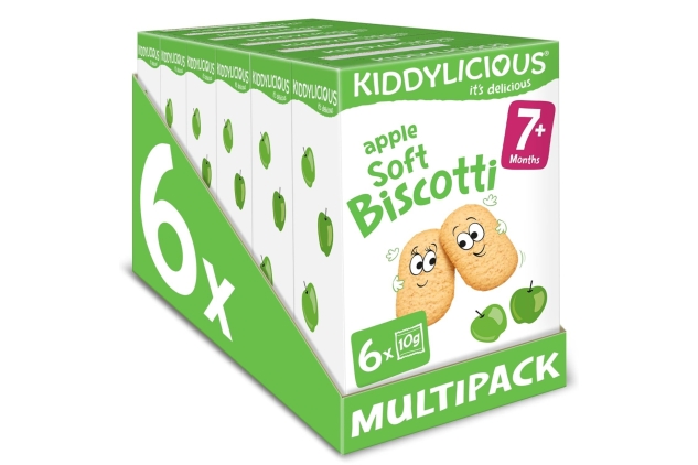 Kiddylicious Apple Biscotti - Yummy Baked Snacks for Kids - Suitable for 7+ Months - 6 Packs of 6 (36 Total) BBE 31/01/2025