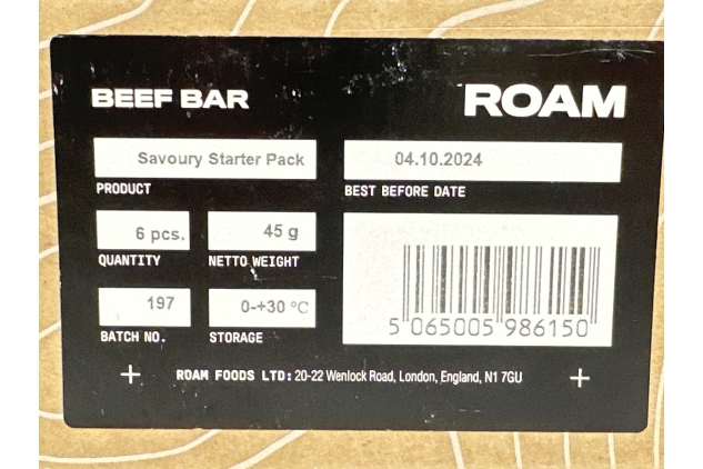 ROAM Natural Protein Bars, Meal Replacement Keto Bars, 6 x 45g Beef Bar & Healthy Snacks, Ideal For Carnivore Diet, Gluten Free Keto Sticks (Assorted savoury, 6 x 45g Bars) BEST BEFORE DATE 04/10/2024