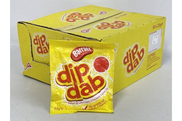 Barratts Sweets DIP DAB Famous Retro Sweets (50 x 23g) Lemon Sherbet Dip With Strawberry Lolly