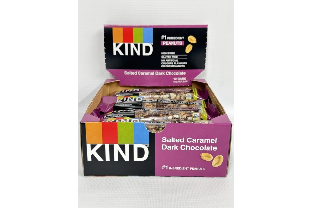 KIND Bars, Gluten Free Snack Bars, Salted Caramel Dark Chocolate, Healthy Snack, No Artificial Colours, Flavours or Preservatives, Multipack 12 x 40g | BBE 24/02/2025