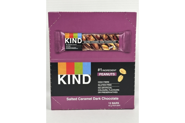 KIND Bars, Gluten Free Snack Bars, Salted Caramel Dark Chocolate, Healthy Snack, No Artificial Colours, Flavours or Preservatives, Multipack 12 x 40g | BBE 24/02/2025