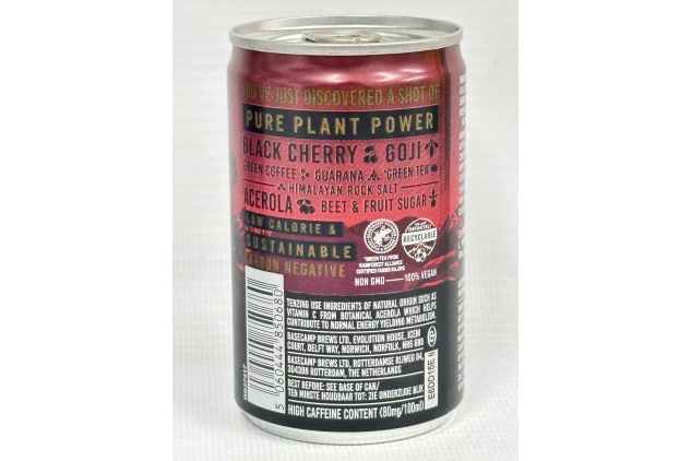 TENZING Natural Energy Plant Power Shot, Plant Based, Caffeine & Vitamin Shot, Black Cherry, Guarana & Goji, 150ml (Pack of 24) BBE 03/2025