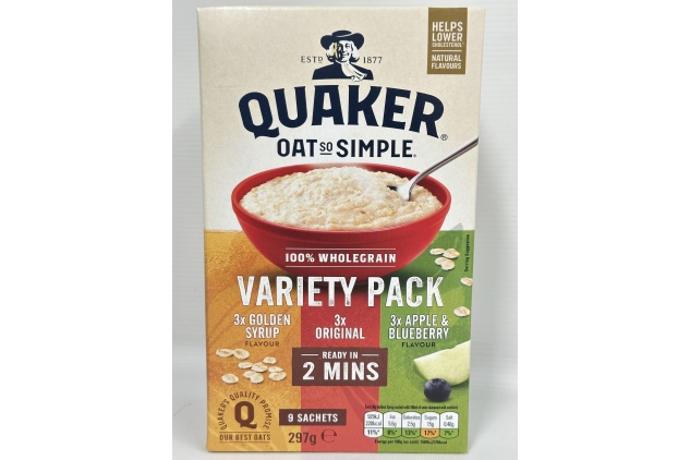 Quaker Oat So Simple Variety Pack Porridge | 54 Sachets | Golden Syrup, Original, Apple & Blueberry | Bulk Buy Deal