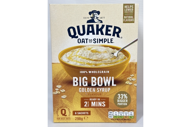 Quaker Oat So Simple Big Bowl Golden Syrup | 48 Sachets | Bulk Buy Deal | Winter Essential | BBE 01/2025