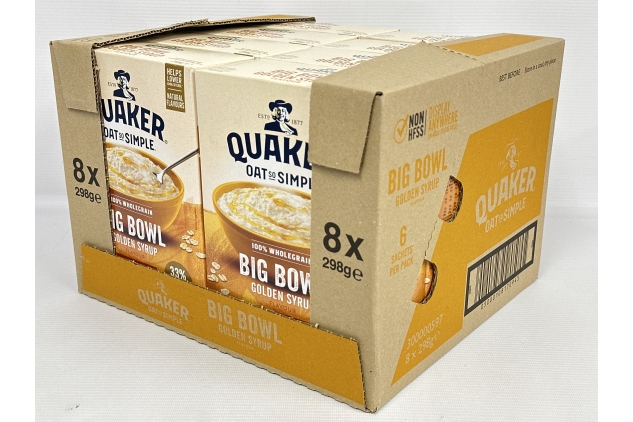 Quaker Oat So Simple Big Bowl Golden Syrup | 48 Sachets | Bulk Buy Deal | Winter Essential | BBE 01/2025