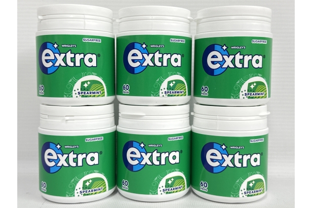 Extra Spearmint Sugarfree Chewing Gum Bottle 60 Pieces (Pack of 6) BBE 03/2025