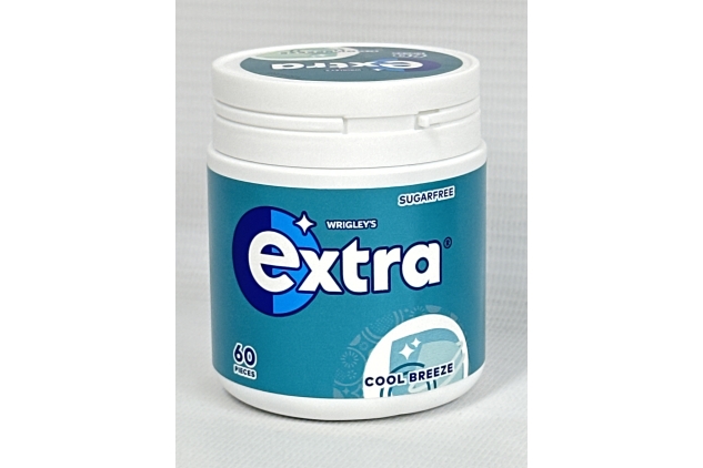 Wrigley's Extra Chewing Gum Bottle Sugar Free, Cool Breeze Flavour, 60 Pieces (Pack Of 6)