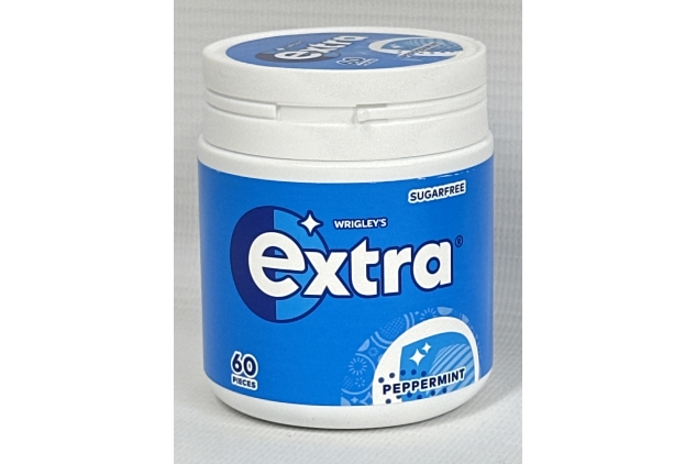 Extra Chewing Gum Tub, Sugar Free, Peppermint Flavour, 6 Packs of 60 Pieces