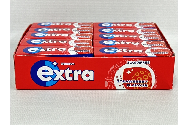 Extra Chewing Gum, Sugar Free, Strawberry Flavour, Chewing Gum Bulk, 30 Packs of 10 Pieces