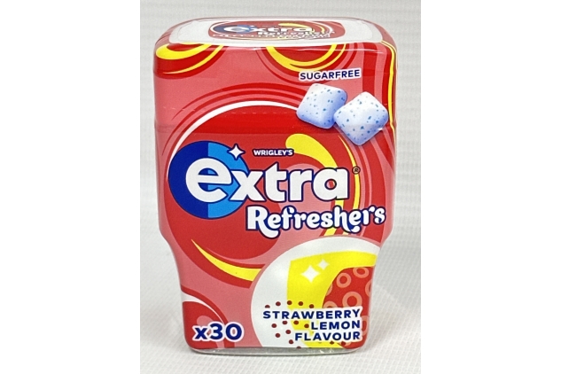 Extra Refreshers Strawberry Lemon Sugarfree Chewing Gum Bottle 30 Pieces (Pack of 6)