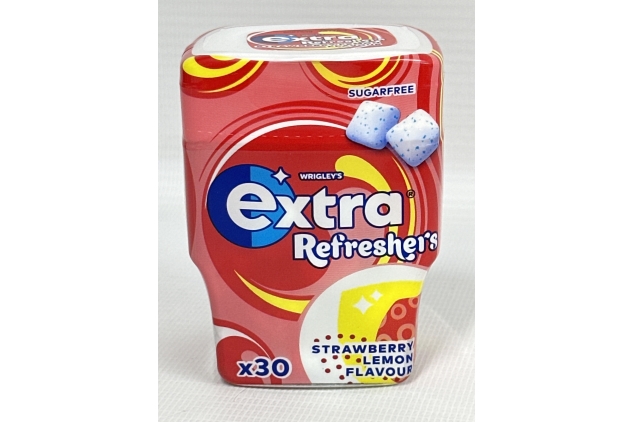 Extra Refreshers Strawberry Lemon Sugarfree Chewing Gum Bottle 30 Pieces