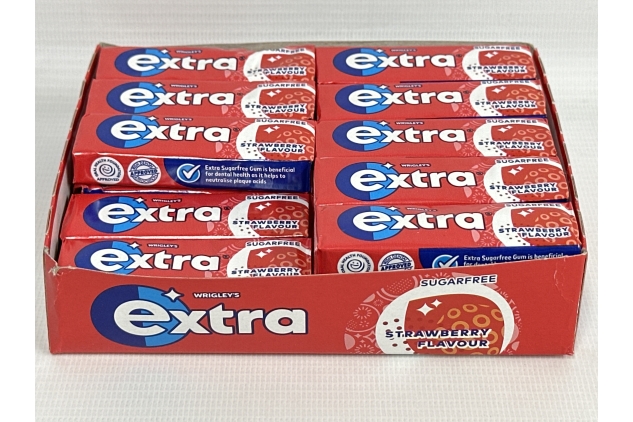 Extra Chewing Gum, Sugar Free, Strawberry Flavour, Chewing Gum Bulk, 28 PACKS of 10 Pieces