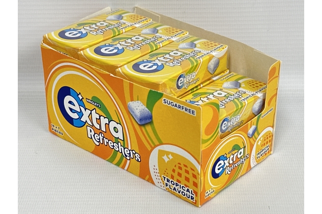 Extra Refreshers Tropical Flavour Sugar Free Chewing Gum Handy Box 7 Pieces (15 PACKS)