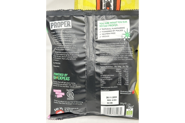 PROPERCHIPS Ghost Chilli & Yuzu Chickpea Chips, 30 x 30g | Best Before Date 28/11/2024