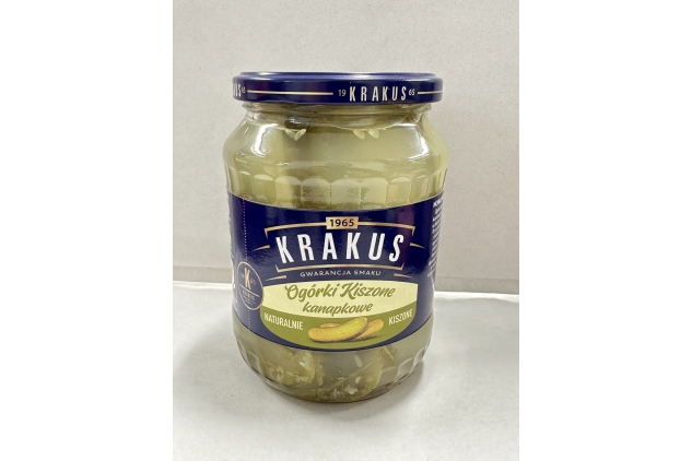 Krakus Pickled Sliced Dill Cucumbers Gerkins 670g Best Before 30/11/2024