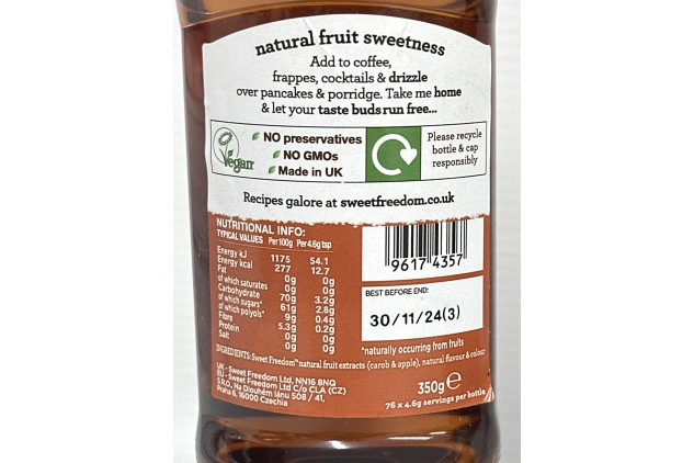 Sweet Freedom Caramel Syrup, 350g (Pack Of 3) Vegan | BBE 30/11/2024