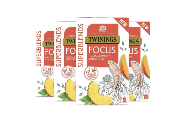 Twinings Superblends Focus Tea - Mango & Pineapple Herbal Tea Infusion with Ginseng 80 Teabags