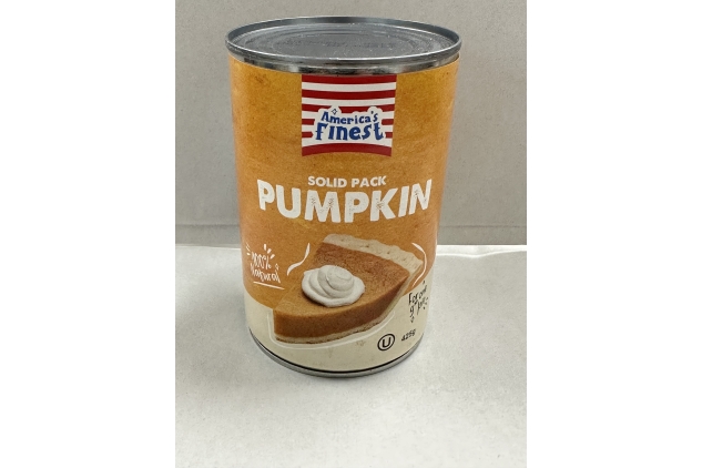 America's Finest, Pumpkin Puree 100% Pure Pumpkin 425g Best Before 30/09/2024