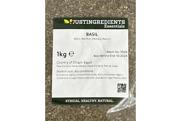 JustIngredients Essentials Basil, 1 kg | BEST BEFORE DATE 31/10/2024